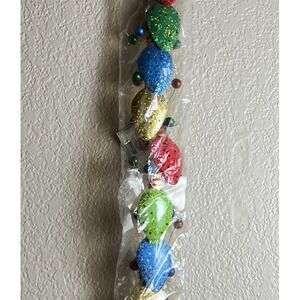 Vintage‎ Raz Imports Christmas Tree Wired Garland Metal Lights & Mini Orbs 9 Ft